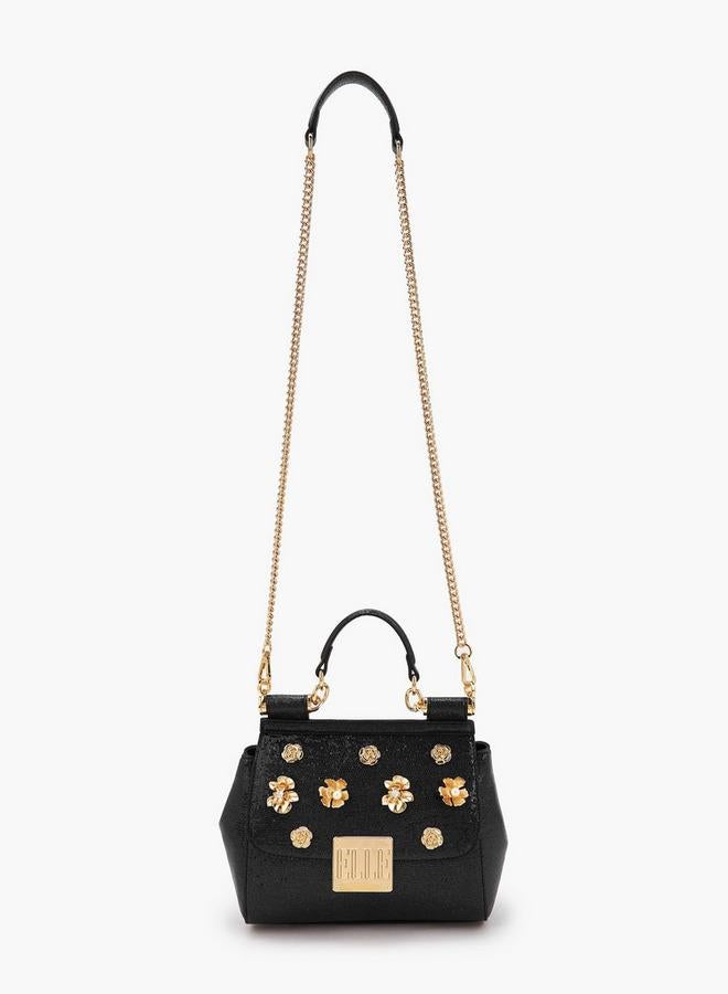 ELLE Floral Embellished Satchel Bag With Chain Strap - Image 2